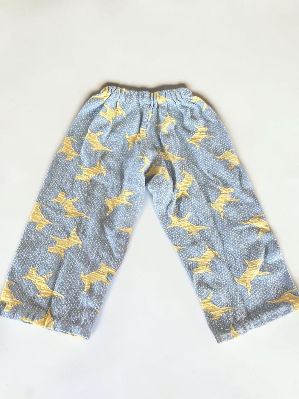 Vintage Toddler Dog Print Pants 2T Blue Yellow Elastic Waist 90s Kids